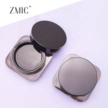 Matte Black Cap Empty Loose Powder Case with Clear Black Bottle and Double Sifter