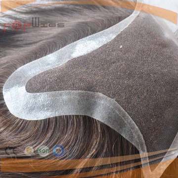 Full Human Hair Handtied PU Custom Mens Toupee