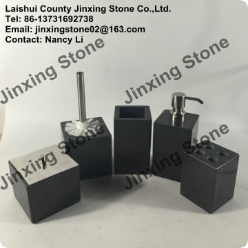 Stone Tumbler Mug Tooth Brush Holder Cotton Ball Holder Toilet Brush Holder Black Granite Soap Dish Box Soap Dispenser