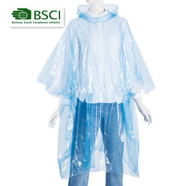 لمرة واحدة تستخدم PE المعطف المطر البلاستيكية