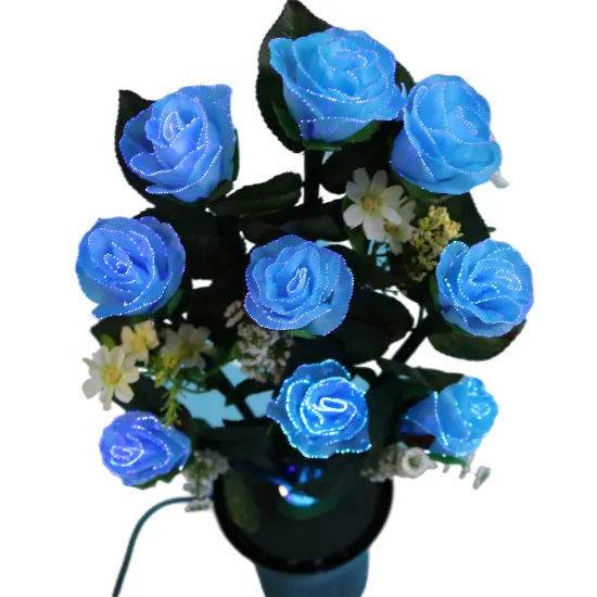 Handmade RGB LED Fiber Optic Rose Lamp - Decorative Flower Light