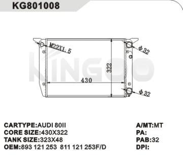 mechenical radiator for AUDI 80II oem:893121253  811121253F/D