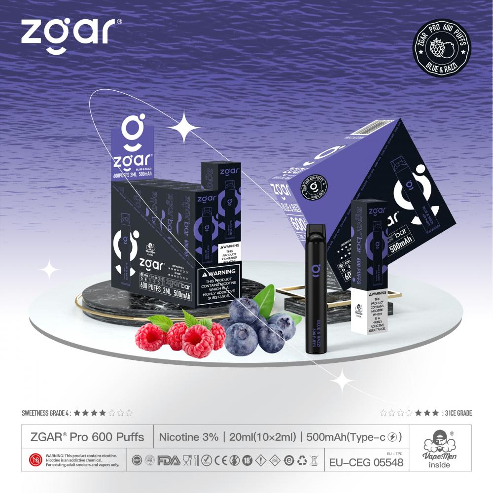 أحدث 600 نفث Zgar Bar قلم vape يمكن التخلص منه