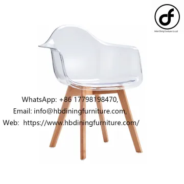 Acrylic translucent plastic wooden leg dining chair