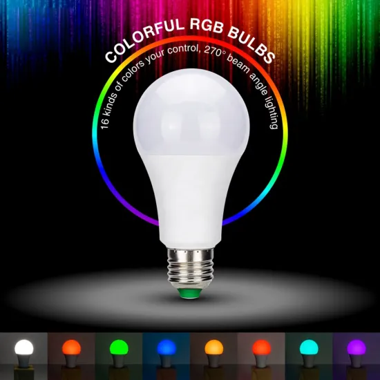 Smart LED RGB Wireless Light Bulb with 24-Key Remote Control and E27 Socket - 5W/10W