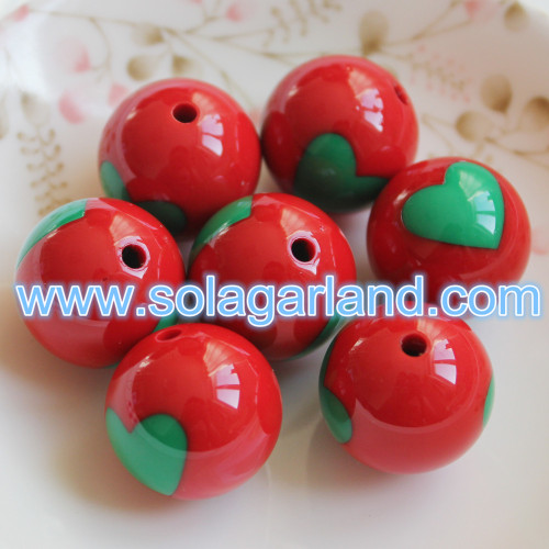 20 MM Akrylowe Plastikowe Okrągłe Chunky Heart Gumball Koraliki Charms