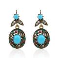 Vente en gros femmes pierres bleues Turquoise accrocher les boucles d'oreilles