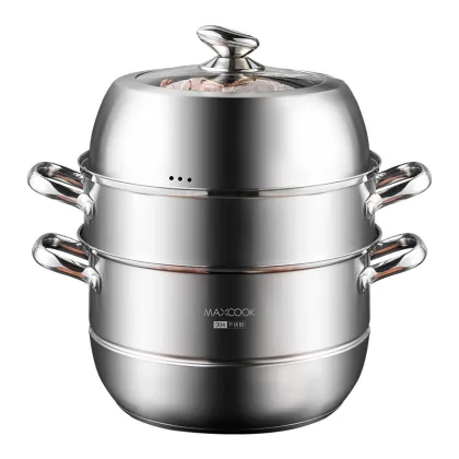 Maxcook 28cm Stainless Steel 3-Layer Steamer Pot