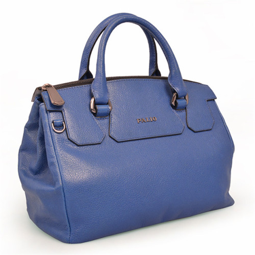 Borsa tote metallizzata blu Market in pelle martellata