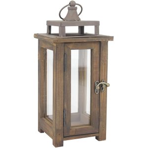 Decorative Rustic Wooden Hurricane Candle Lantern