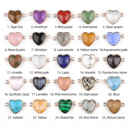 Yellow Jade Love Heart Double Hole Gold Connector for DIY Making Jewelry