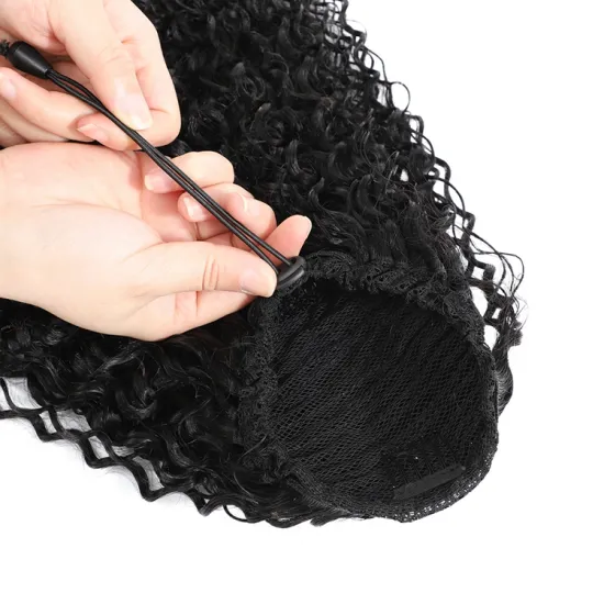 3C Kinky Curly Ponytail Human Hair Grade 10A Virgin Hair 8"-28" Peruvian Human Hair Drawstring Ponytail in Stock