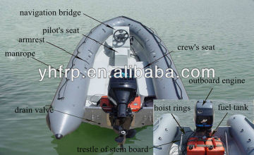 hypalon rigid inflatable boat with frp hull