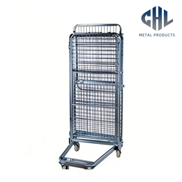 Multi-Tier Wire Mesh Storage Trolley with Wheels