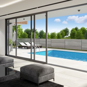 Double glazed aluminum sliding door soundproofing