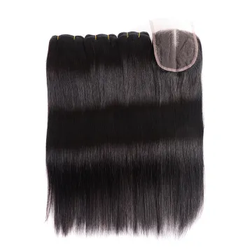 Unprocessed Vietnamese Raw Natural Cuticle Aligned Human Hair Bundles with Lace Closure 100% Virgin Remy Hair 4x4 Closures