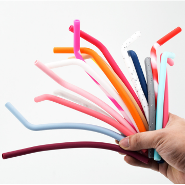 Återanvändbar Bent Silicone Drinking Straws Long Drink Straws