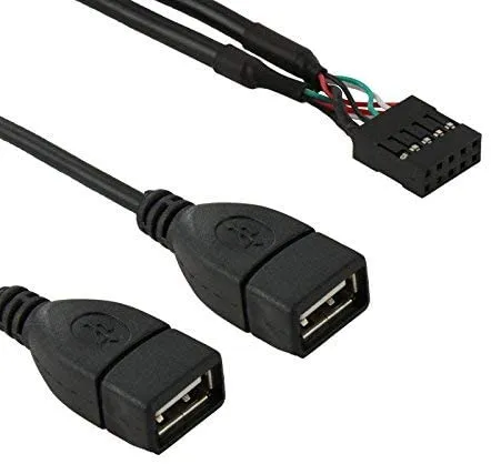 10Pin Female Header Dual USB 2.0 Adapter Cable