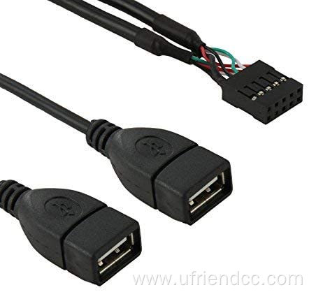10Pin Female Header Dual USB 2.0 Adapter Cable