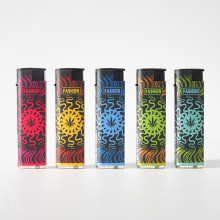 Jet Flame Leaf Pattern Refillable Lighter with Wrapper