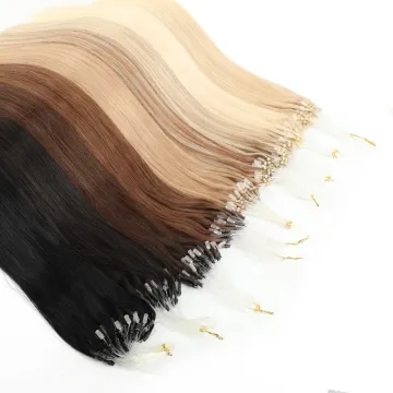 Supplier high quality Healthy bouncy texture virgin brazilian 100% rumy human hair straight loop hair extension micro ring hair