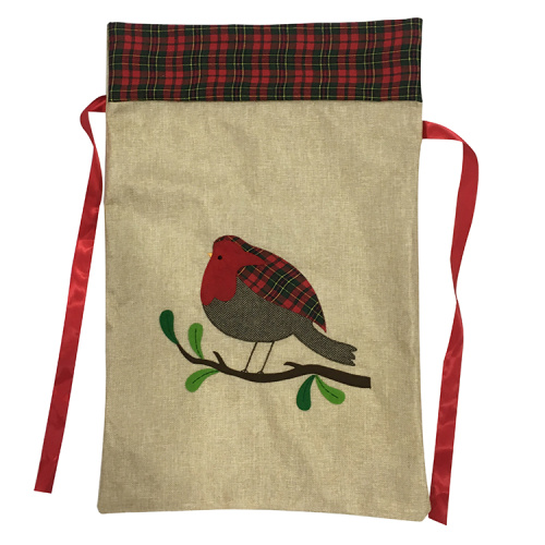 Tartan Trim Hessian Christmas Xmas Sack Cuckoo