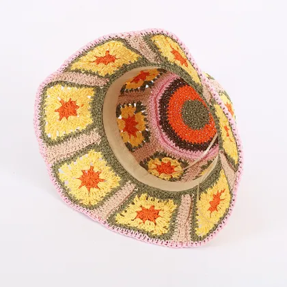 Sunscreen Crochet Paper Straw Hat for Outdoor Summer Use