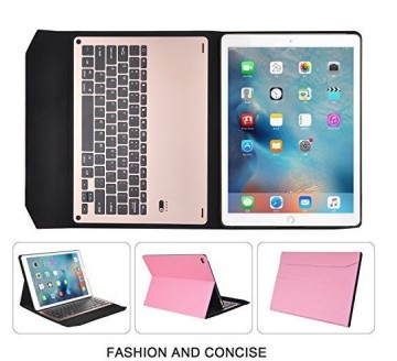 fashion style 2-in-1 Aluminum Metal Bluetooth Keyboard+Leather Case For Apple iPad Pro 12.9"