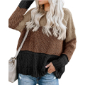 Sweaters de cuello redondo de gran tamaño de bloque de color para mujeres