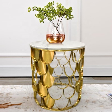 Stainless Steel Round Luxury Side Table for Living Room