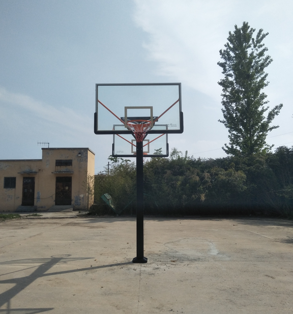 Petrel style fixed single-arm basketball hoops