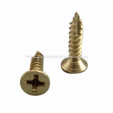 Brass Tapping Screws, Flat Head with Cutting Thread
