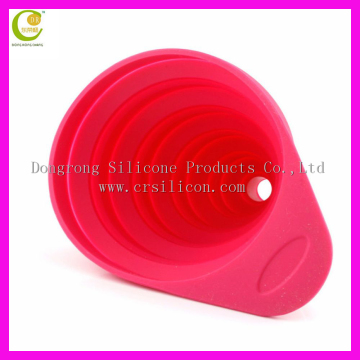 100% Food Grade Red Silicone Rubber Collapsible Liquid Transfer Funnel Foldable Functional Silicone Funnel