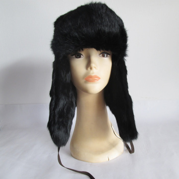 winter warm black rabbit fur hat