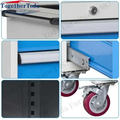 4 Draw Trolley Blue Tool Cart Cabinet