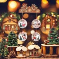 Eco-Friendly Christmas Wooden Crafts Pendant Hollow Santa Claus and Tag Decoration Carved Engraving