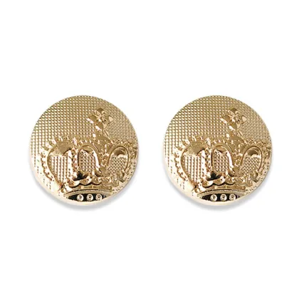 ballast-surfaced metal gold crown buttons