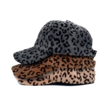 European & American Leopard Pattern Wool Baseball Hat - Autumn & Winter Fluffy Cap