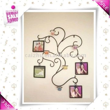 Metal wall mount photo candle holder