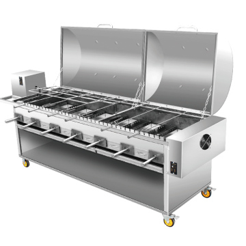 Automatic Rotating Charcoal BBQ Grill with Skewers for Balcony Asado
