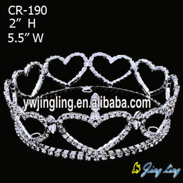 Corazón forma Rhinestone barato completo redondo corona