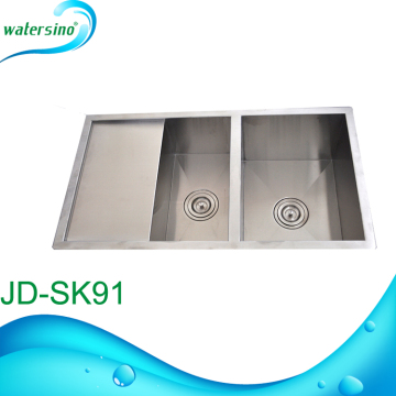 JD-SK91 Stainless steel kitchen hand-made double bowl sink with waste drain