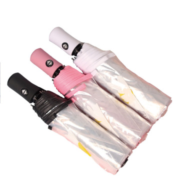 21 Inch Clear Daisy Folding Umbrella - Transparent Rain Umbrella Sale