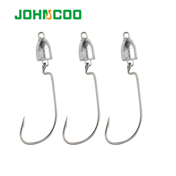 JOHNCOO Swing Hydrodynamic Design Jig Bullet Head Fishing Hooks 5pcs/bag