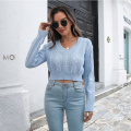 Women's V Neck Loose Knitted Sweater