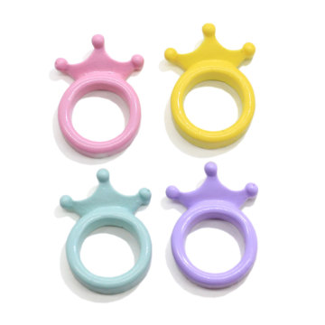 Cheap Kawaii Resin Princess Crown Ring Flat Back Cabochon Artificial DIY Craft Girls Party Ornament Dollhouse Toys