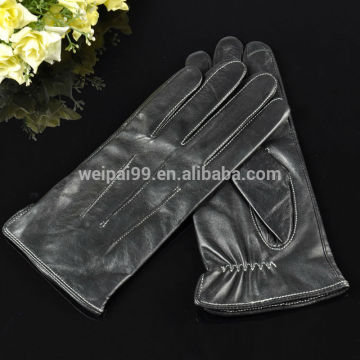 The classic white line outside sewing comfortable ladies sheepskin touchscreen leather gloves