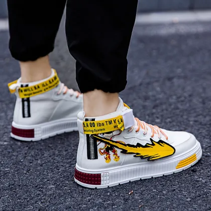 PARZIVAL Men Autumn Winter Sneakers High-top Skateboard Shoes Anime Shoes Men Outdoor Cosplay Casual Shoes Student Trainers