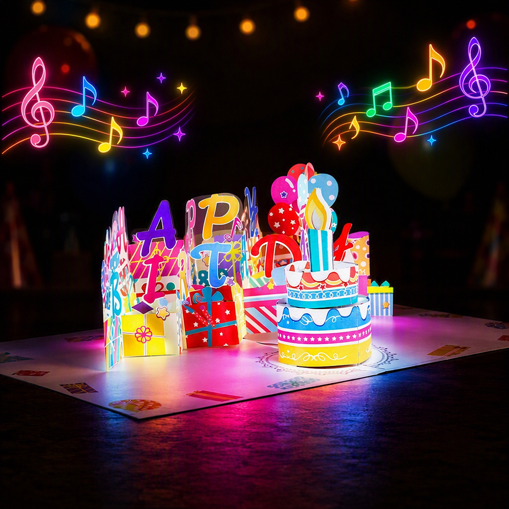 colorful birthday pop up card