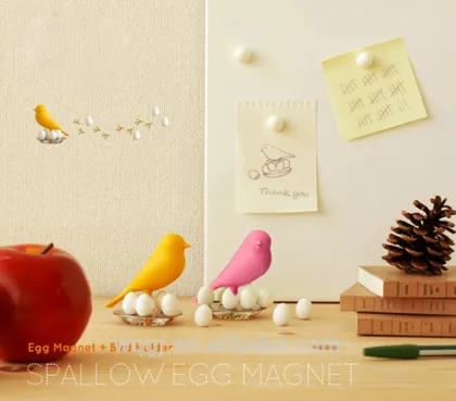 Lovely Sparrow Egg 3D Fridge Magnet Colorful Cute Sparrow Egg Magnet Cute Fridge Magnet with Bird Holder Set